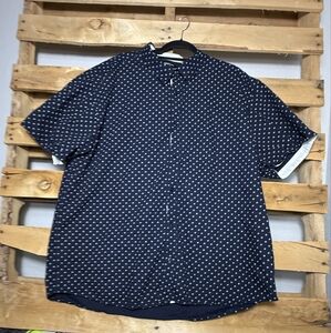 Kenneth Cole Blue and White Casual Button Down Shirt Size:4X